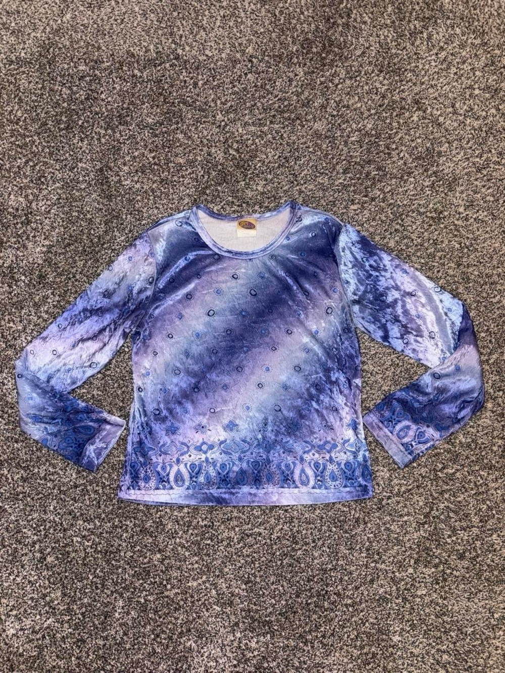 Vintage 90s long sleeve velvet top with grunge boho design